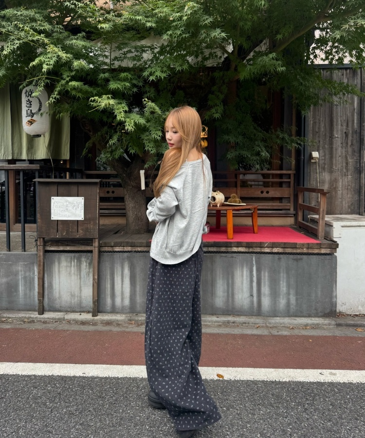 나그랑 브이넥 니트 가디건 곱창밴드SET 그레이