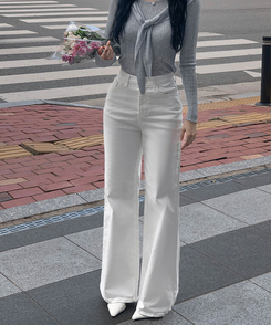 ブーツカットワイドパンツ IVORY