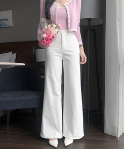 ブーツカットワイドパンツ IVORY