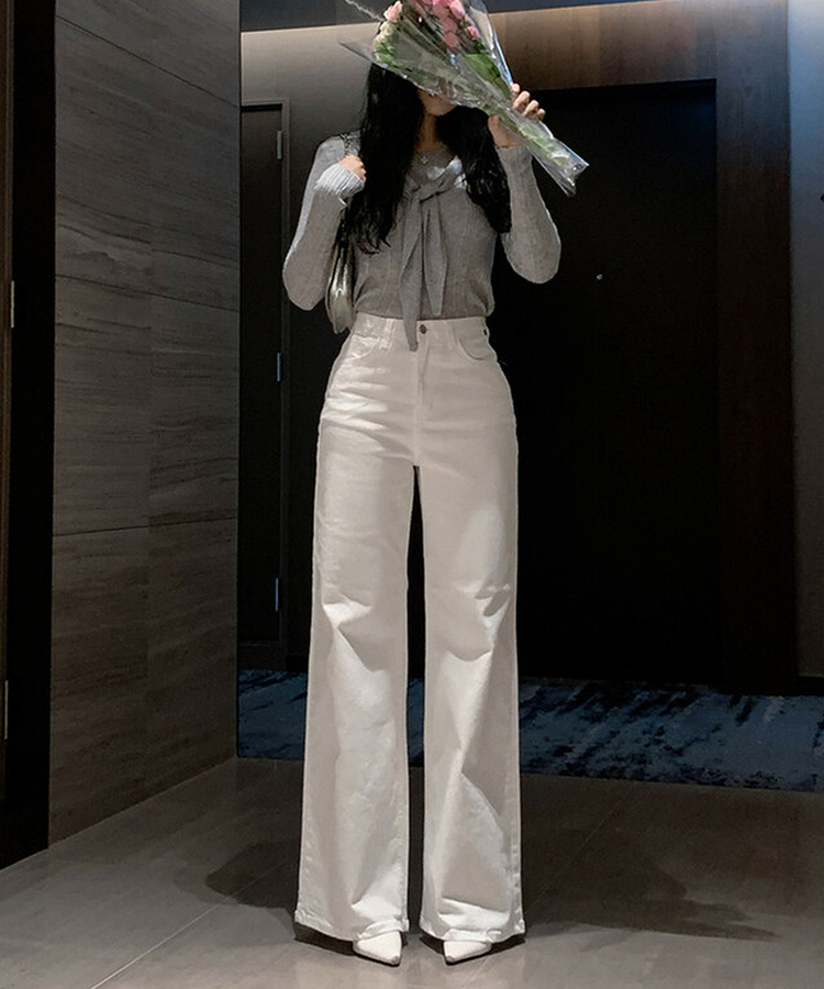 ブーツカットワイドパンツ IVORY