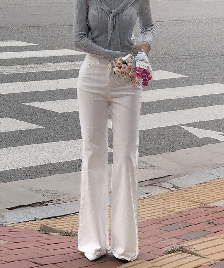 ブーツカットワイドパンツ IVORY