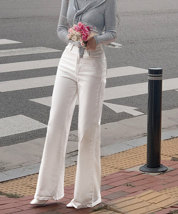 ブーツカットワイドパンツ IVORY