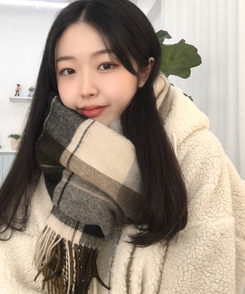 ロングチェックマフラー(5color) BEIGE