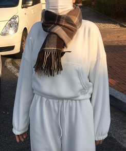 ロングチェックマフラー(5color) BEIGE