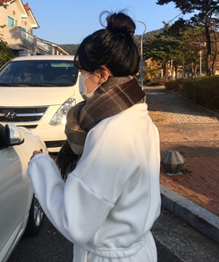 ロングチェックマフラー(5color) BEIGE