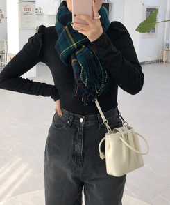 ロングチェックマフラー(5color) GREEN