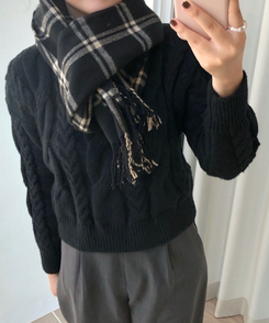 ロングチェックマフラー(5color) BLACK