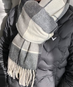 ロングチェックマフラー(5color) BLACK