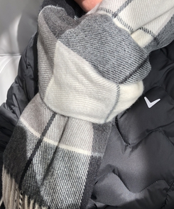 ロングチェックマフラー(5color) BLACK