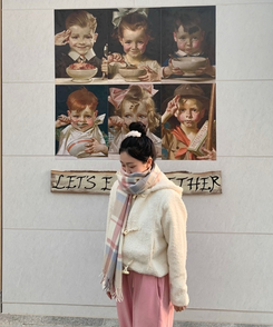 ロングチェックマフラー(5color) PINK