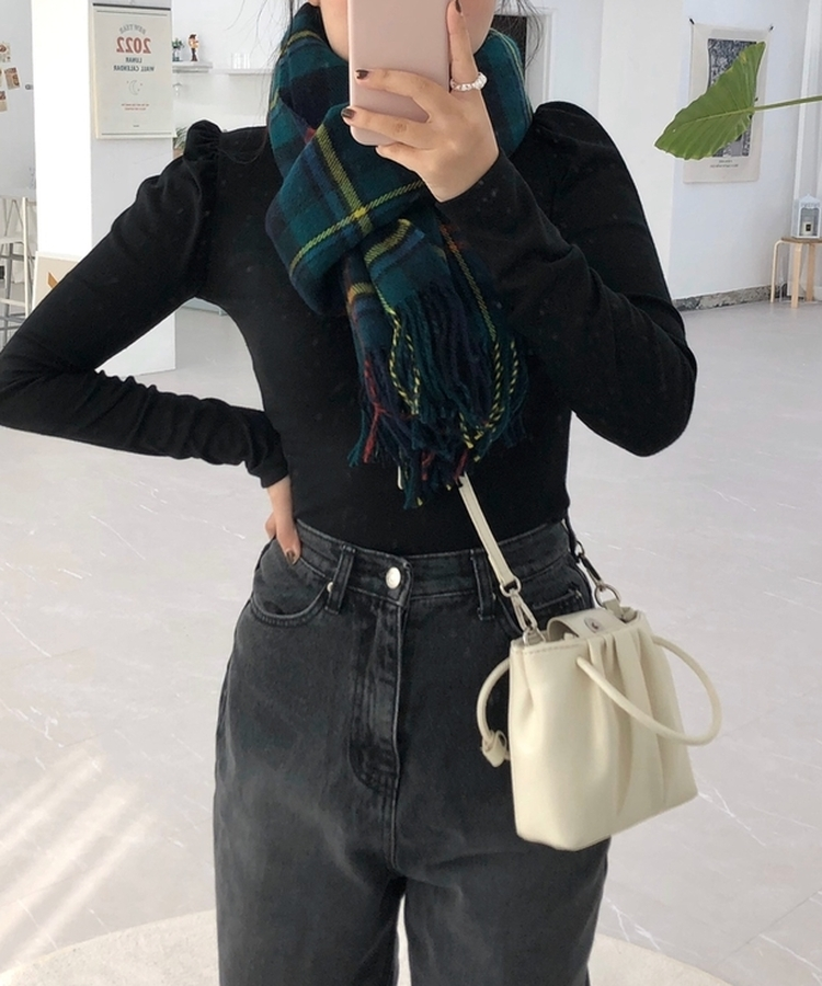 ロングチェックマフラー(5color) GREEN