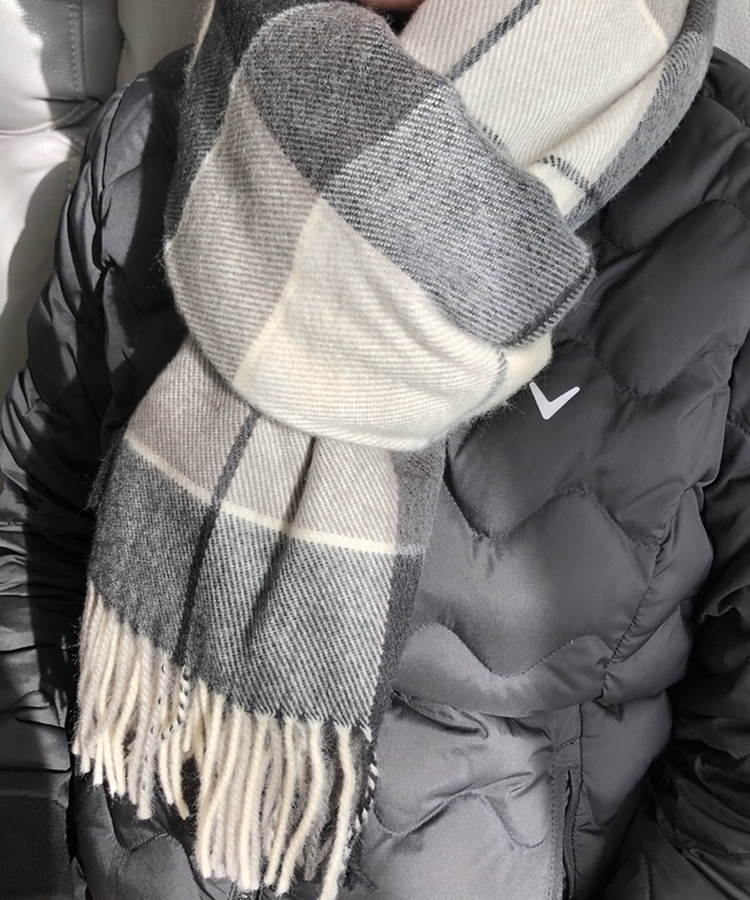 ロングチェックマフラー(5color) BLACK