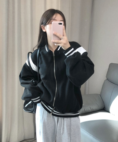 バイカラーベースボールジャンパー BLACK