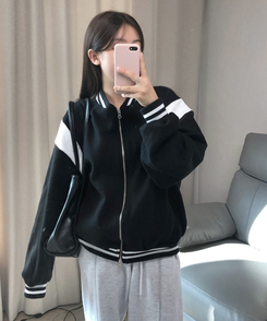 バイカラーベースボールジャンパー BLACK