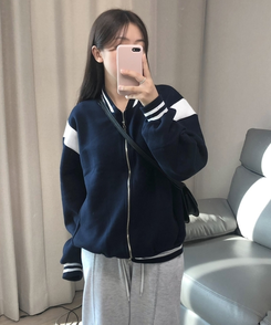 バイカラーベースボールジャンパー NAVY