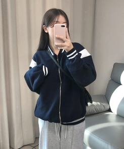 バイカラーベースボールジャンパー NAVY