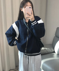 バイカラーベースボールジャンパー NAVY