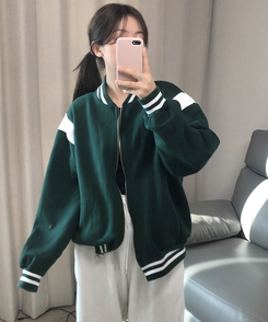 バイカラーベースボールジャンパー GREEN