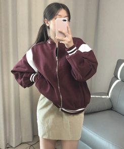 バイカラーベースボールジャンパー BURGUNDY