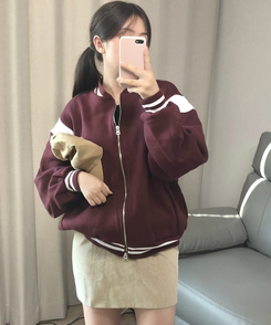 バイカラーベースボールジャンパー BURGUNDY