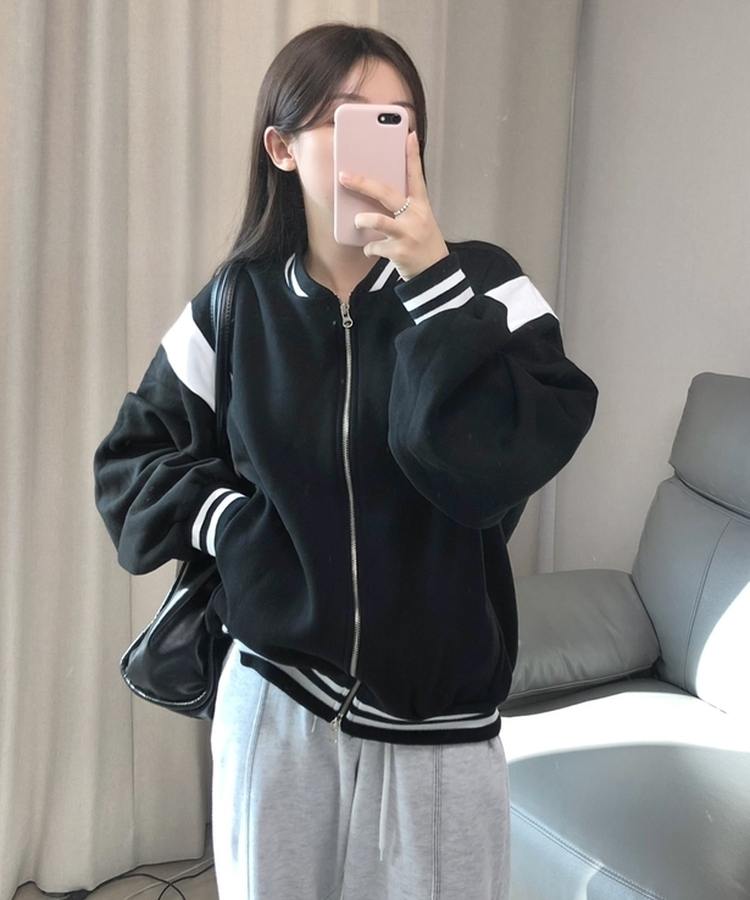 バイカラーベースボールジャンパー BLACK