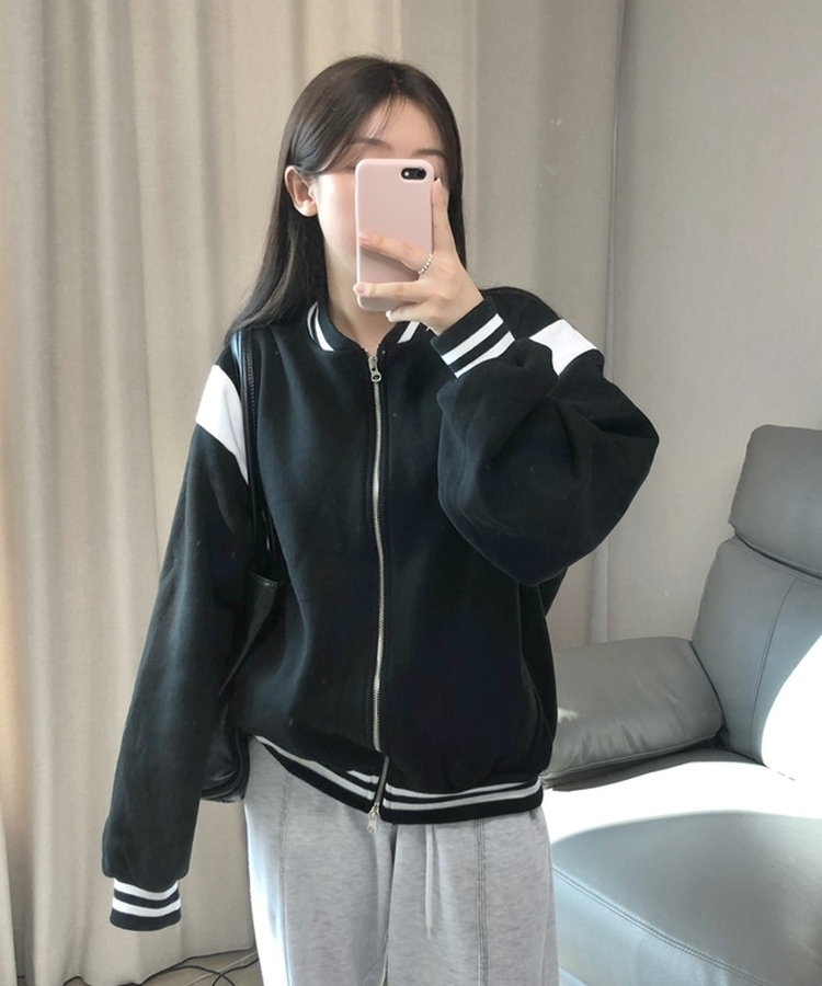 バイカラーベースボールジャンパー BLACK