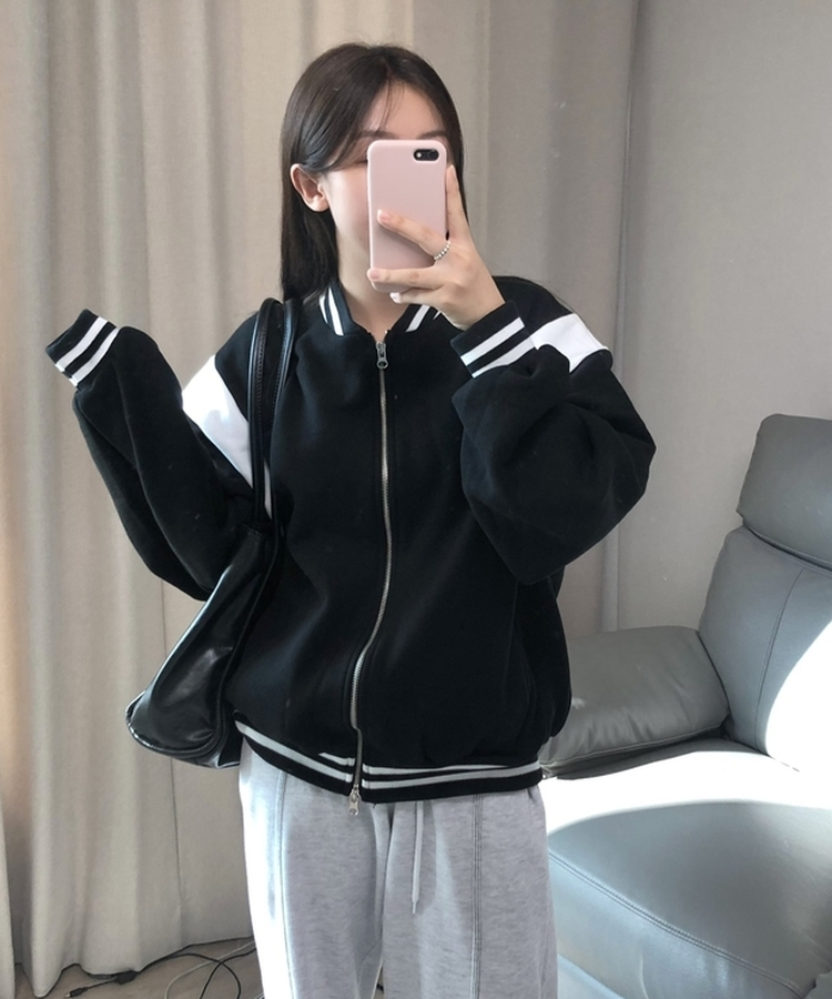 バイカラーベースボールジャンパー BLACK