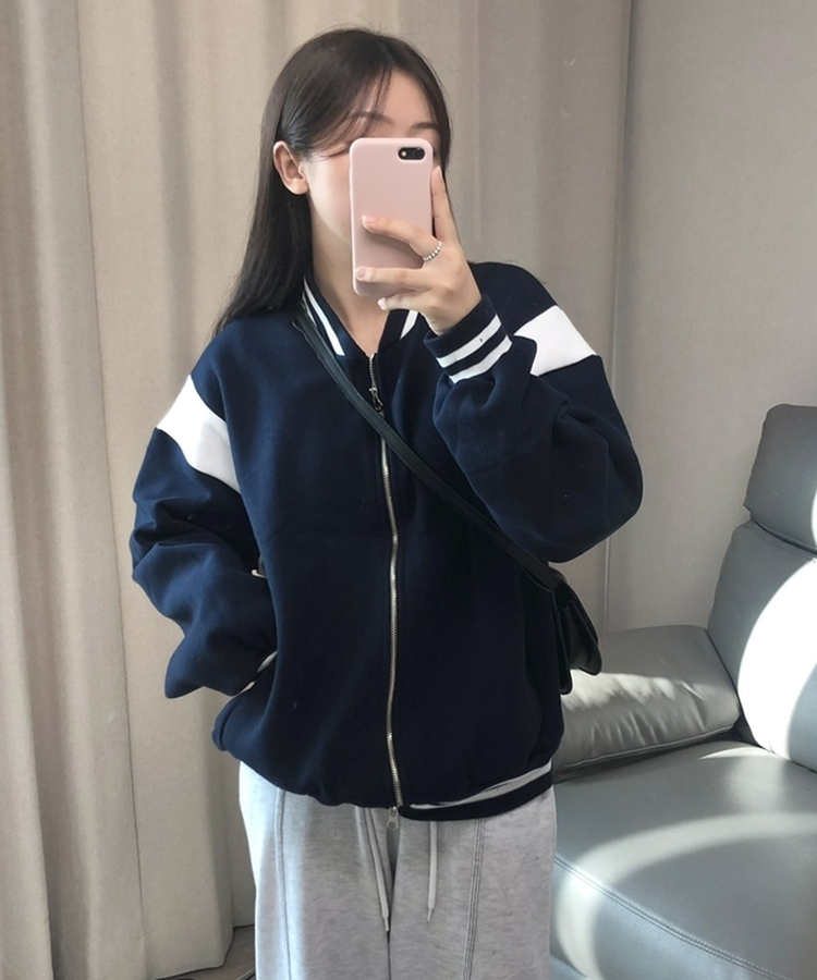バイカラーベースボールジャンパー NAVY