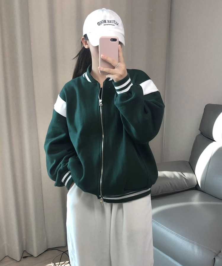 バイカラーベースボールジャンパー GREEN