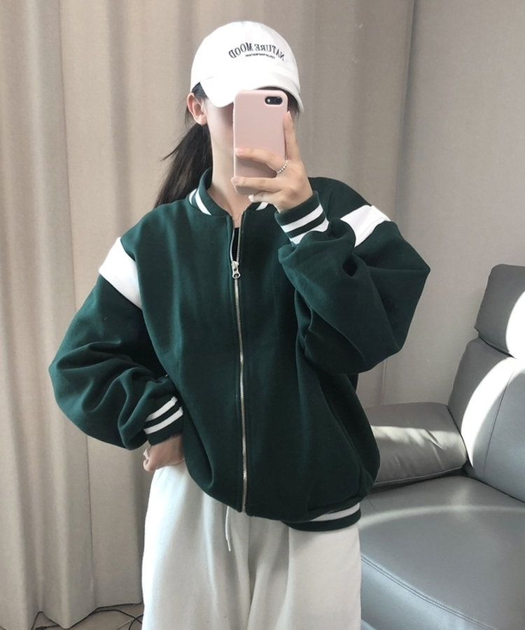 バイカラーベースボールジャンパー GREEN