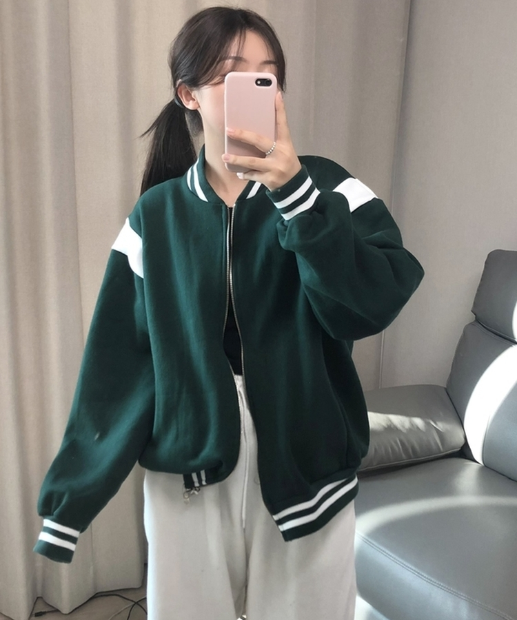 バイカラーベースボールジャンパー GREEN