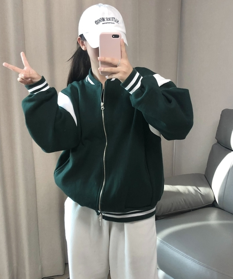 バイカラーベースボールジャンパー GREEN