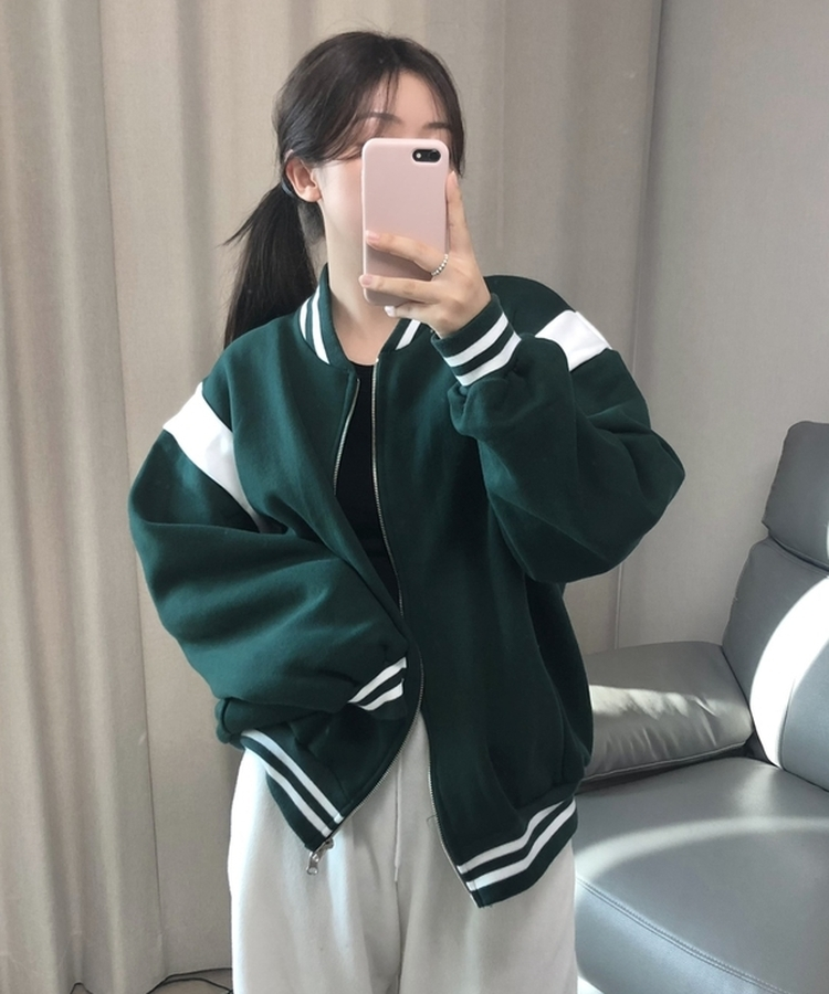 バイカラーベースボールジャンパー GREEN