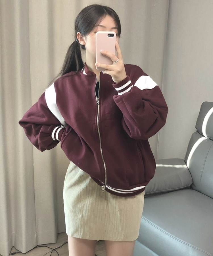 バイカラーベースボールジャンパー BURGUNDY