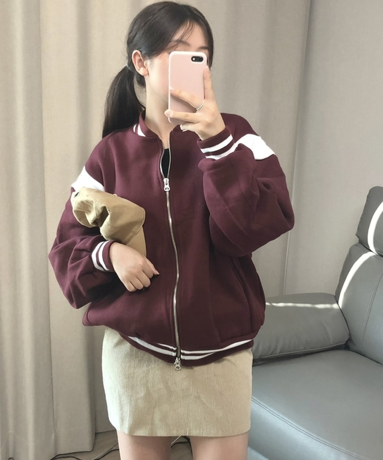 バイカラーベースボールジャンパー BURGUNDY