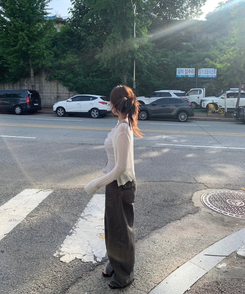 ロビー ビンテージ ストライプ ワイド パンツ CHARCOAL