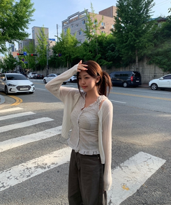 ロビー ビンテージ ストライプ ワイド パンツ CHARCOAL