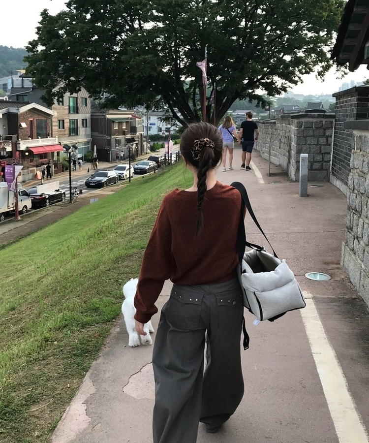 ロビー ビンテージ ストライプ ワイド パンツ CHARCOAL