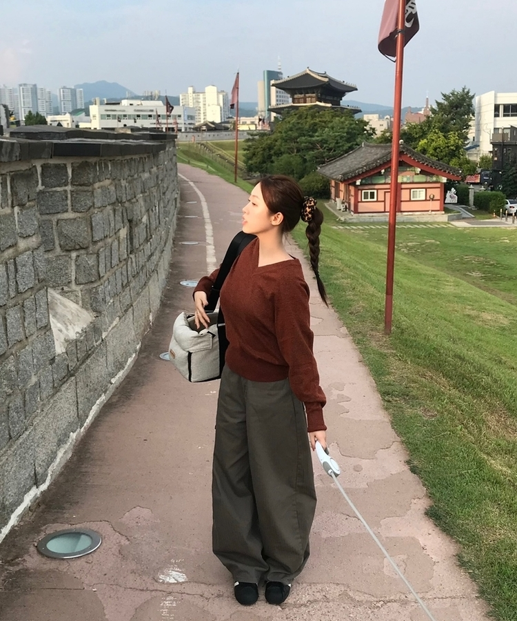 ロビー ビンテージ ストライプ ワイド パンツ CHARCOAL