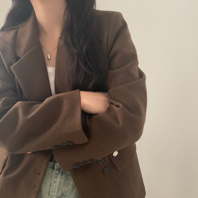 스웨드 오버핏 스탠다드 자켓 브라운