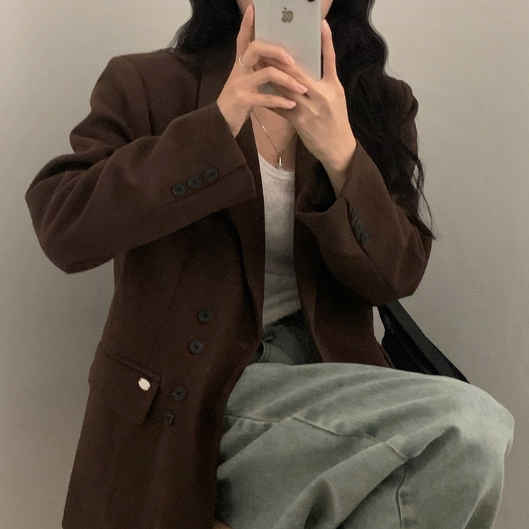 스웨드 오버핏 스탠다드 자켓 브라운