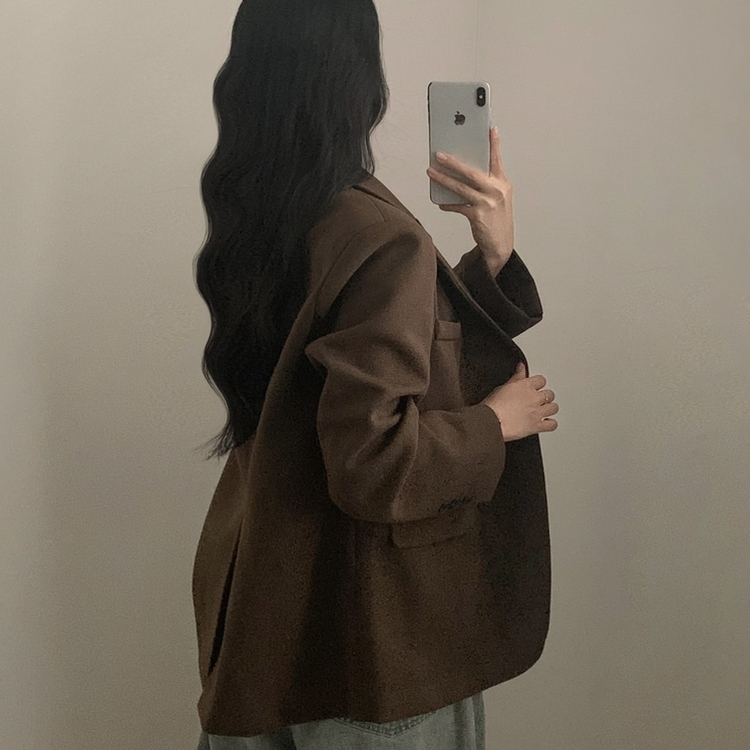 스웨드 오버핏 스탠다드 자켓 브라운