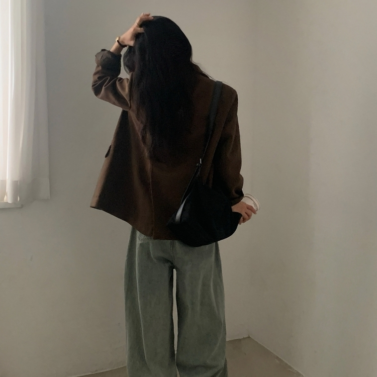 스웨드 오버핏 스탠다드 자켓 브라운