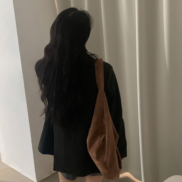 스웨드 오버핏 스탠다드 자켓 차콜