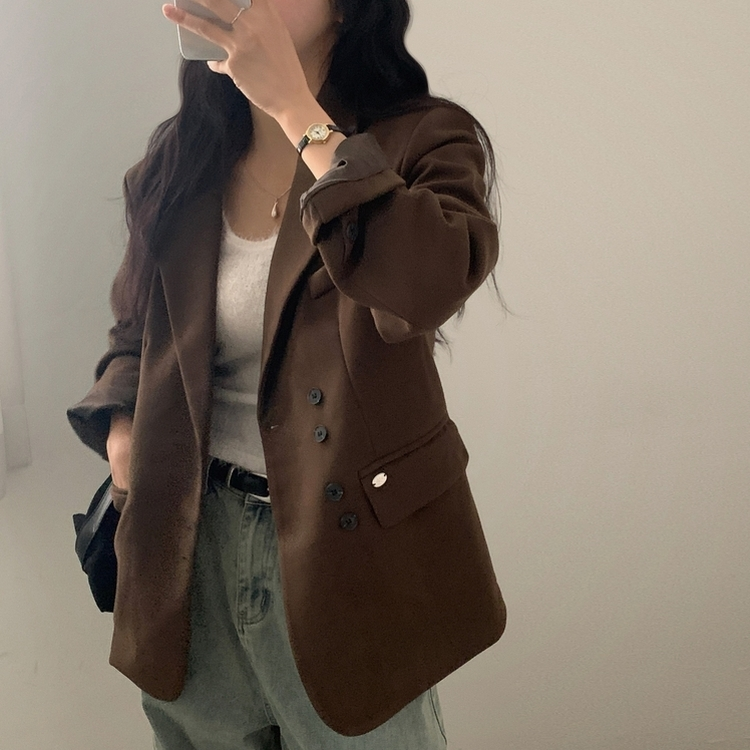 스웨드 오버핏 스탠다드 자켓 브라운