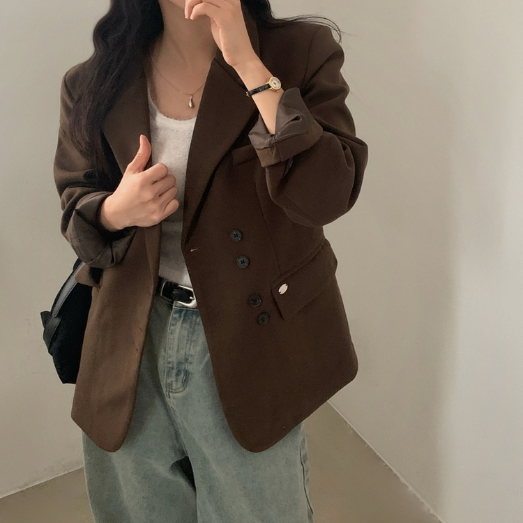 스웨드 오버핏 스탠다드 자켓 브라운