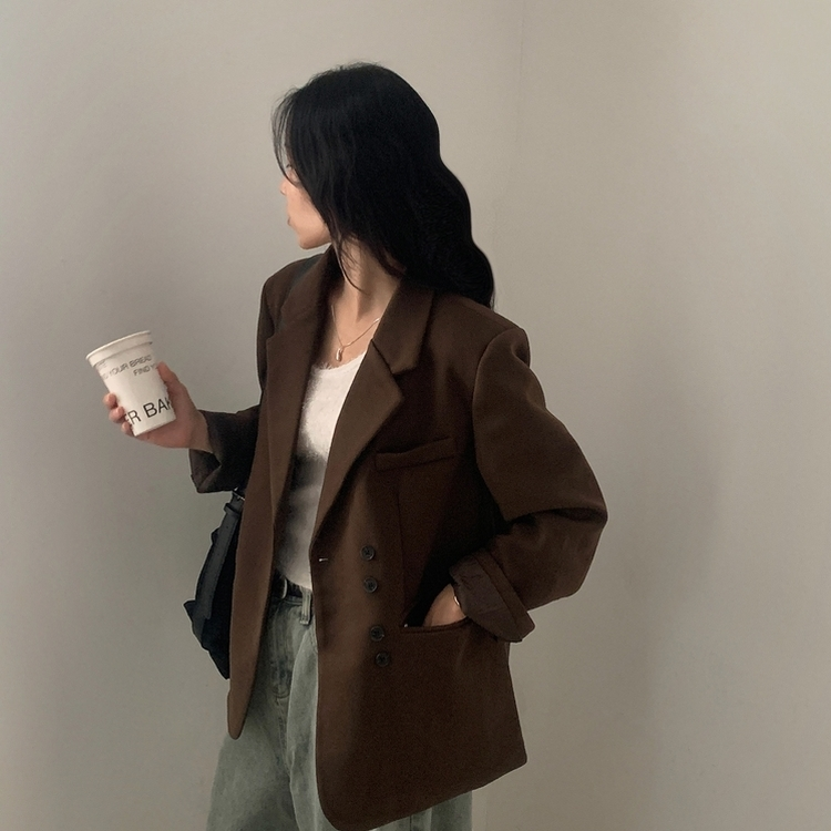 스웨드 오버핏 스탠다드 자켓 브라운