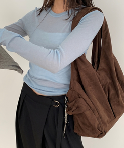 スエードショルダーバッグ BROWN