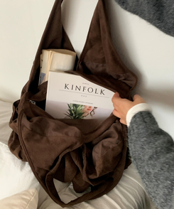 スエードショルダーバッグ BROWN