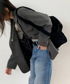 スエードショルダーバッグ BLACK